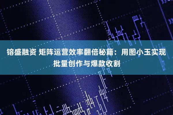 镕盛融资 矩阵运营效率翻倍秘籍：用图小玉实现批量创作与爆款收割