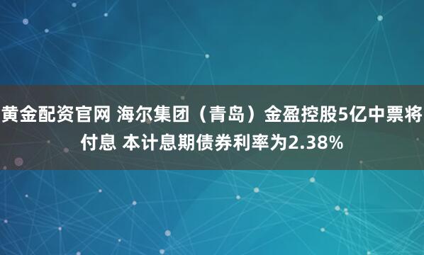 黄金配资官网 海尔集团（青岛）金盈控股5亿中票将付息 本计息期债券利率为2.38%